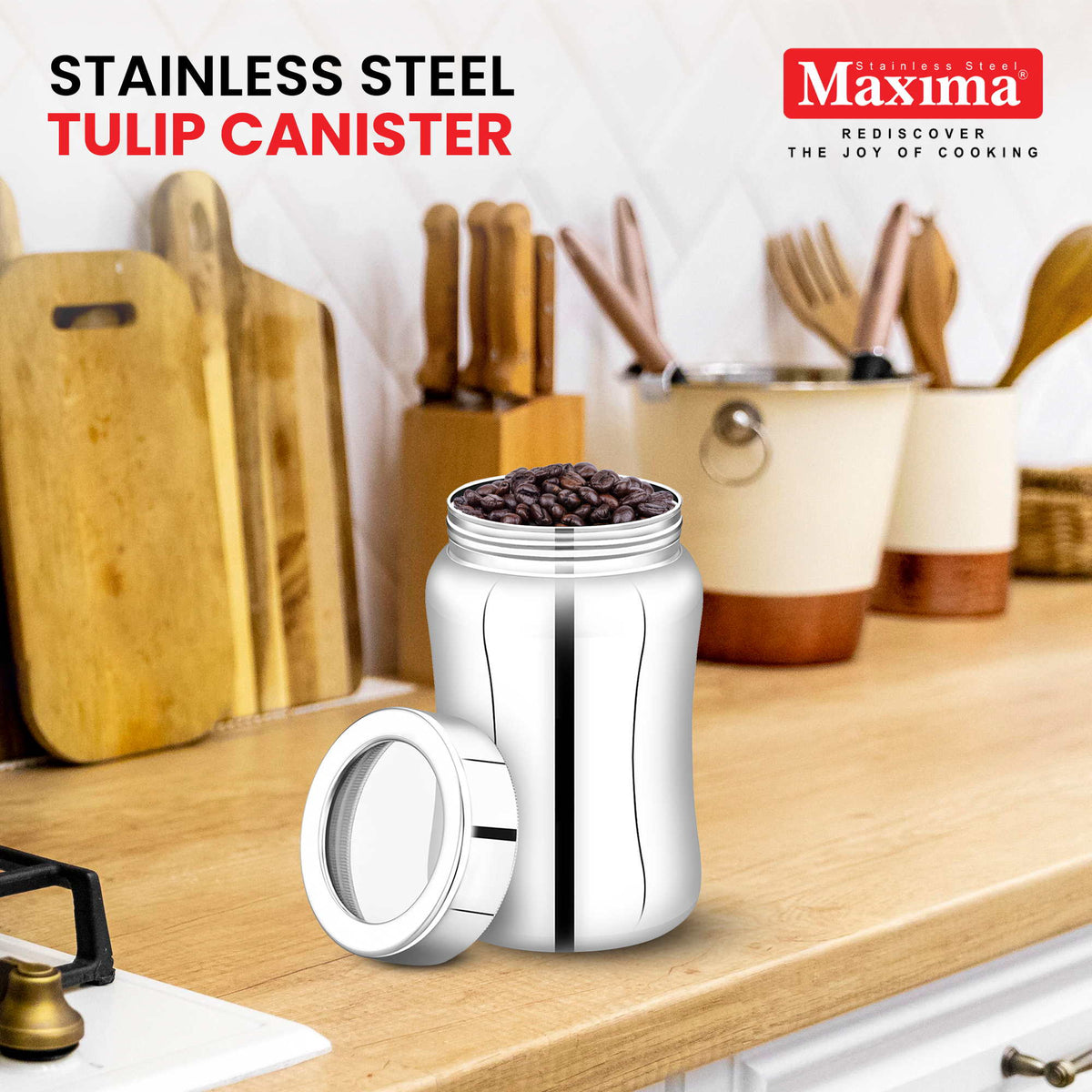 Quality Stainless Steel Canister Set for Kitchen Counter with
