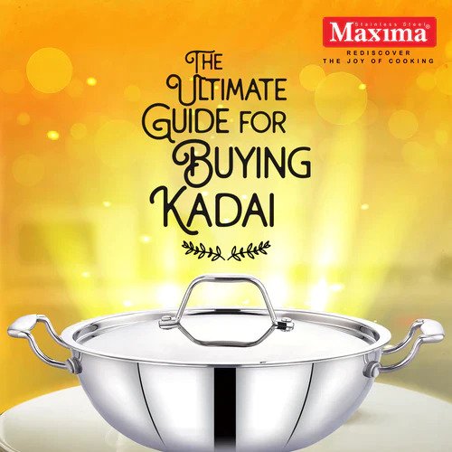 Maxima Triply Stainless Steel Kadai with Lid (Induction Friendly