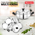 Maxima Triply Stainless Steel Multi Kadai 28cm (Induction Friendly)