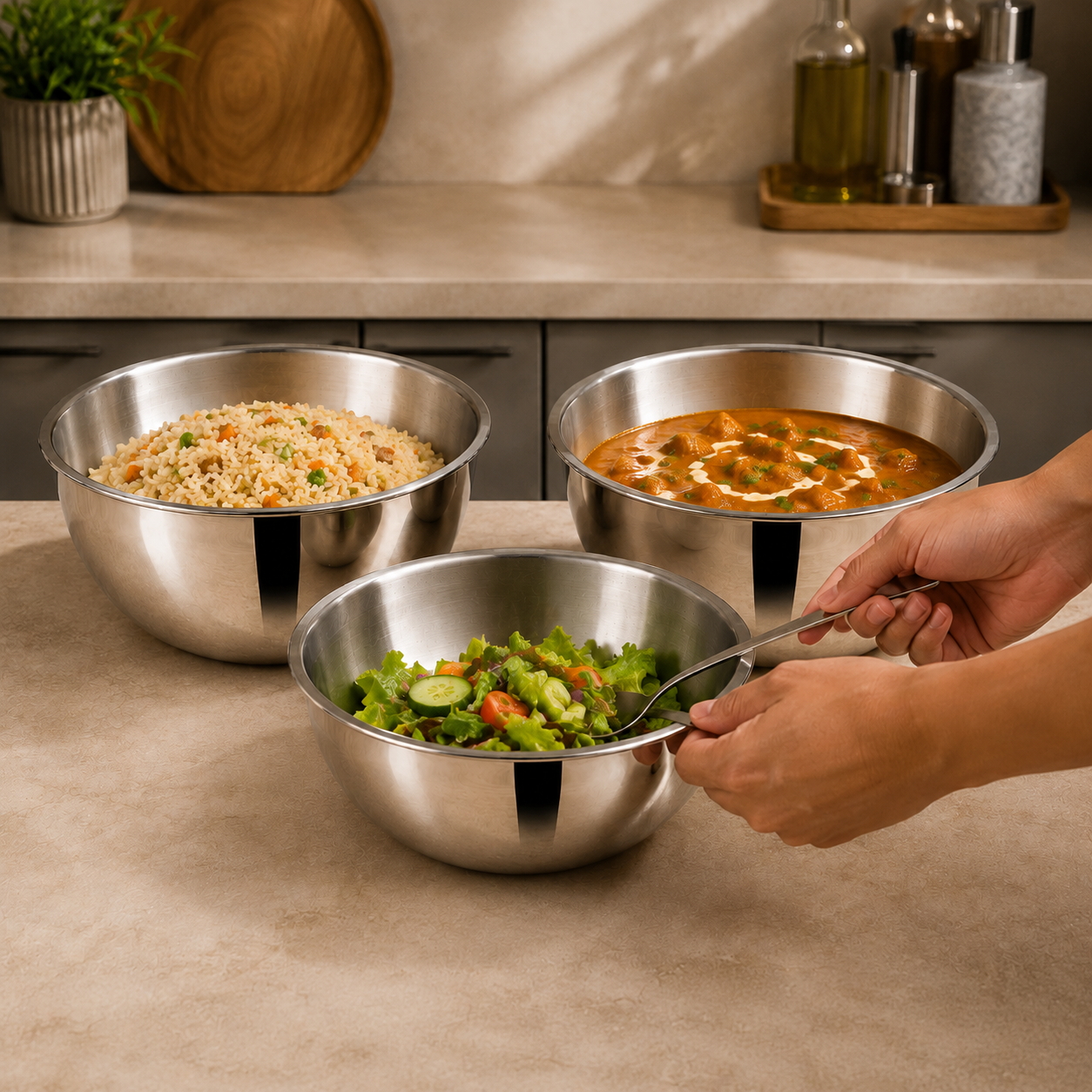 Maxima Induction-Friendly Triply 3 Piece Tasra Set