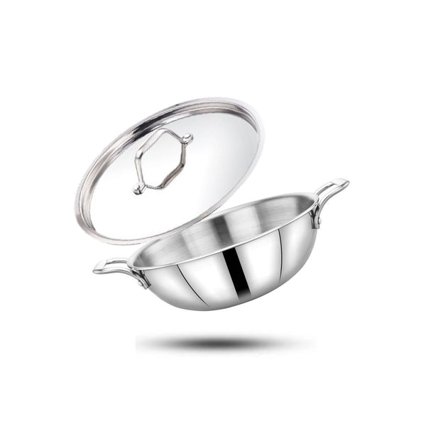 Maxima Triply Stainless Steel Kadai with Lid (Induction Friendly)