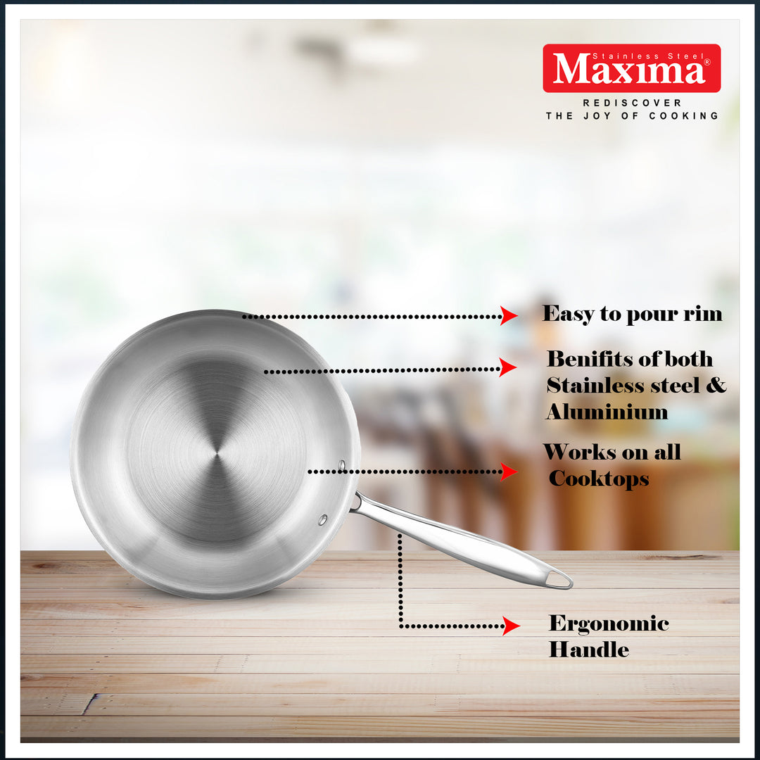 Maxima Triply Stainless Steel Mini Fry Pan (Induction Friendly