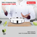 Maxima Triply Stainless Steel Shallow Tope with Lid (Induction Friendly)
