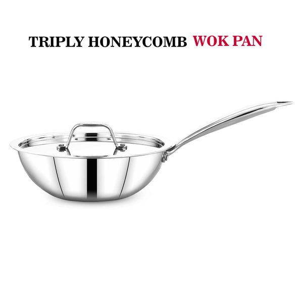 Maxima Induction-Friendly Triply Honeycomb Wok Pan