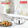 Maxima Induction-Friendly Triply Honeycomb Wok Pan