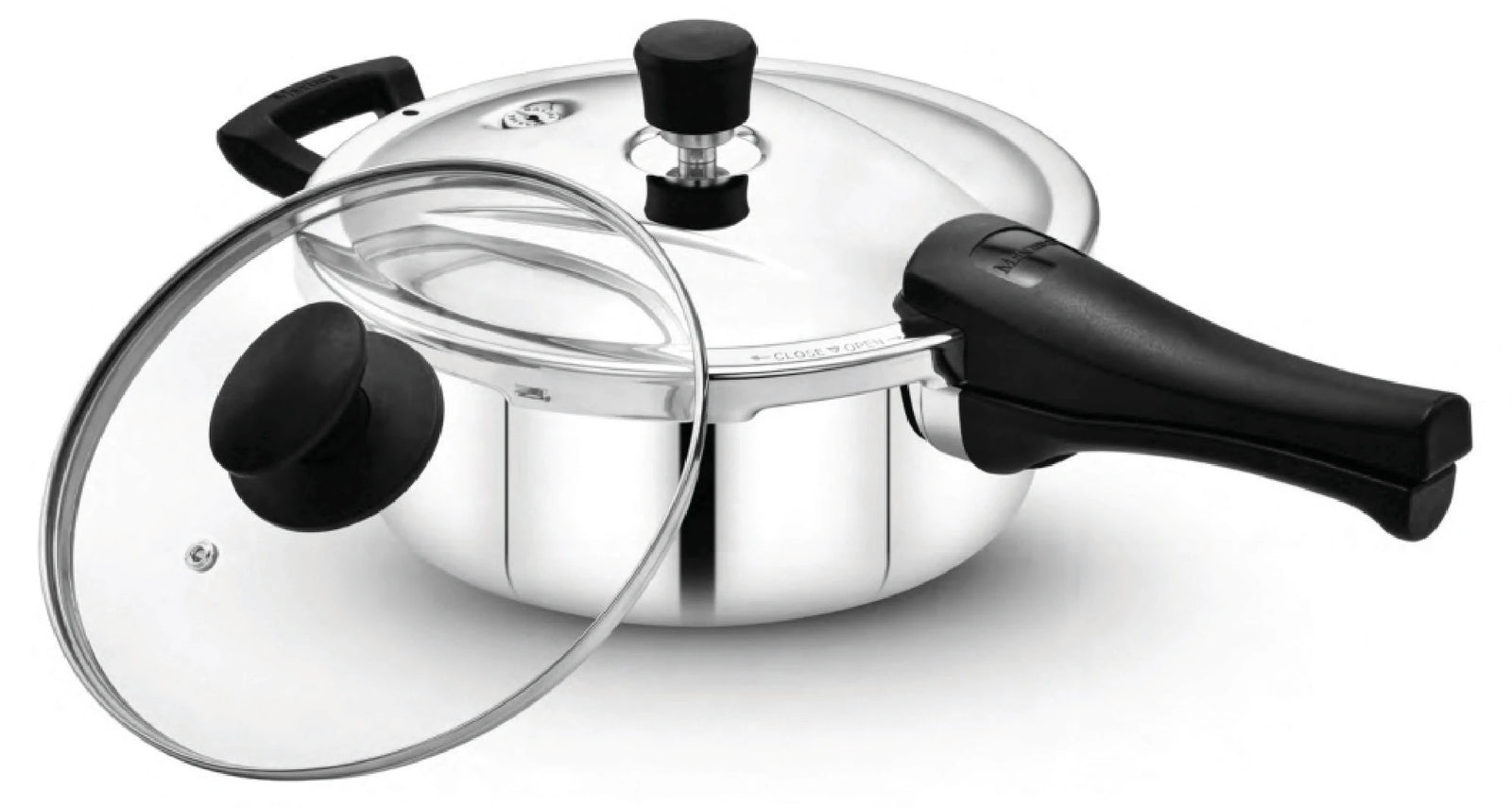 Maxima Triply Stainless Steel Pressure Pan with Glass Lid (Induction Friendly)