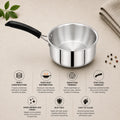 Maxima Triply Stainless Steel 5 Pcs Set (Kadai 22cm, Fry pan 22cm, Saucepan 16cm)
