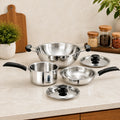 Maxima Triply Stainless Steel 5 Pcs Set (Kadai 22cm, Fry pan 22cm, Saucepan 16cm)
