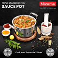 Maxima Triply Stainless Steel Sauce Pot with lid (Induction Friendly)